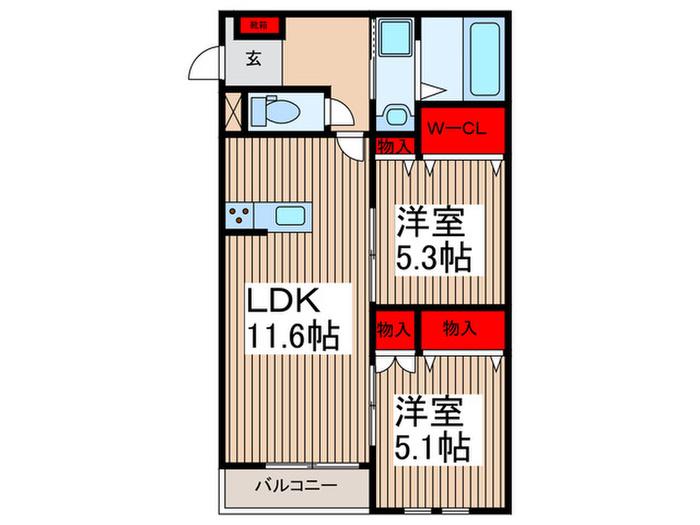 コンフォートプラッツ(2LDK/2階)の間取り写真