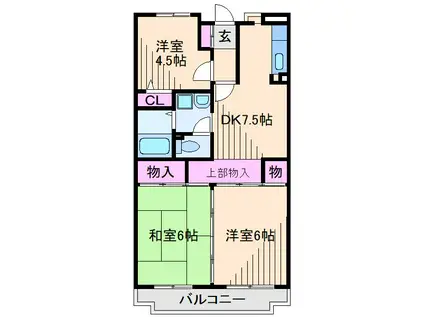 ピーチラフォンテ(3DK/2階)の間取り写真