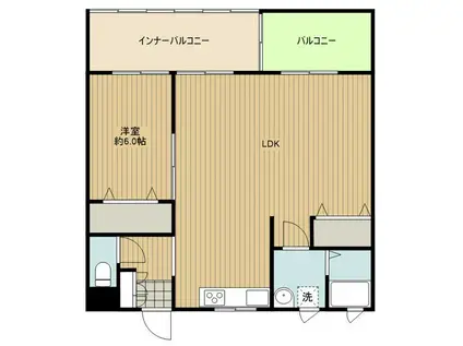 篠田ビル(1LDK/2階)の間取り写真