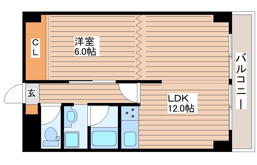 DIO‐HORI I(1LDK/1階)の間取り写真