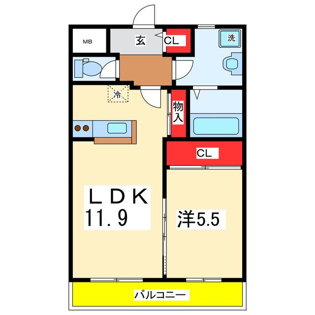 セリージャ デ トーア(1LDK/3階)の間取り写真