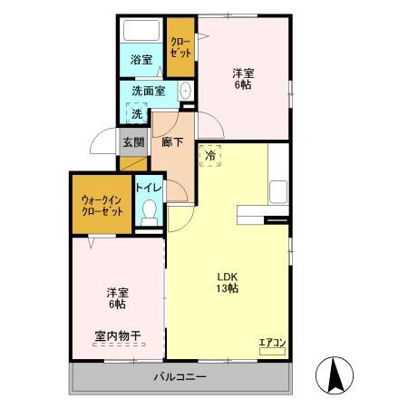 リバーパーク蒲生A(2LDK/3階)の間取り写真
