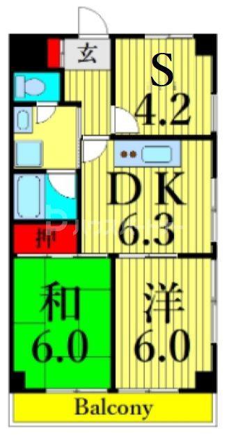 ロジュマン西尾久(2SDK/4階)の間取り写真