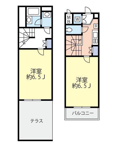 ルーブル中野富士見町伍番館(2K/1階)の間取り写真