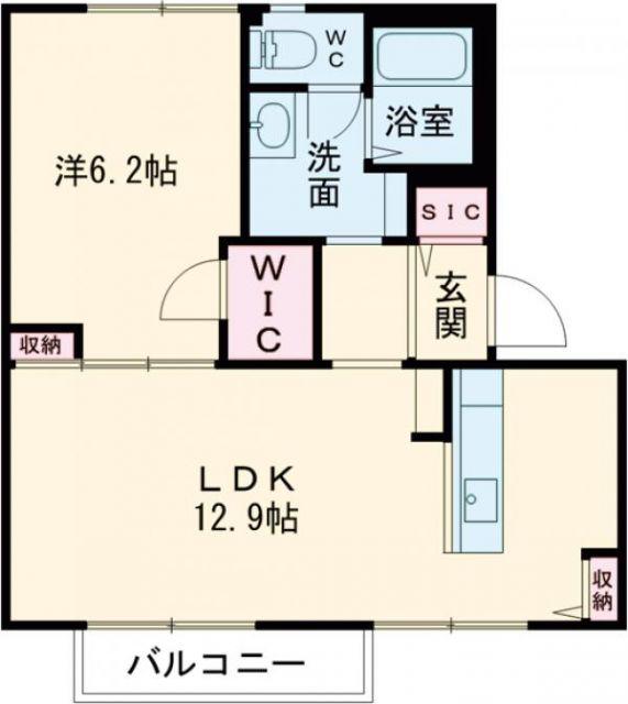 アメニティ21 B棟(1LDK/2階)の間取り写真