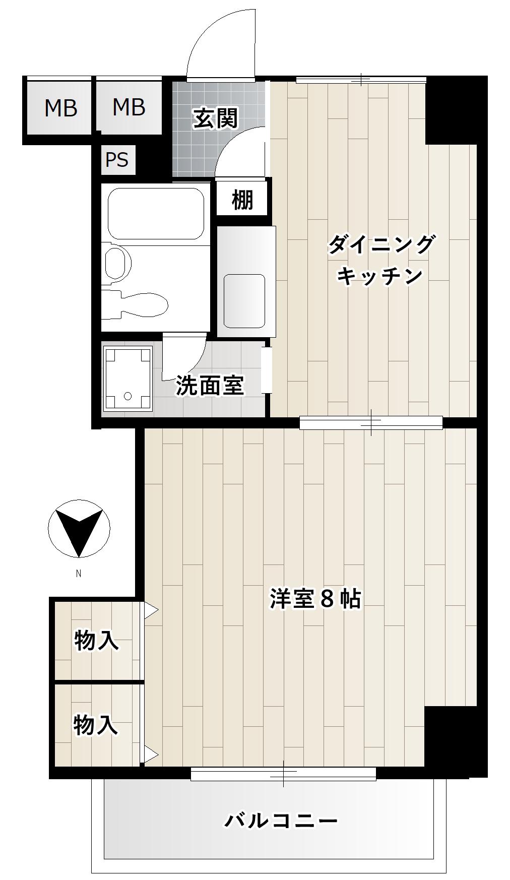 ニューライフ大手前B棟(1DK/10階)の間取り写真