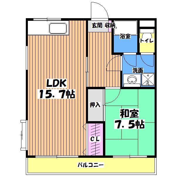ヤトダハイツ(1LDK/3階)の間取り写真