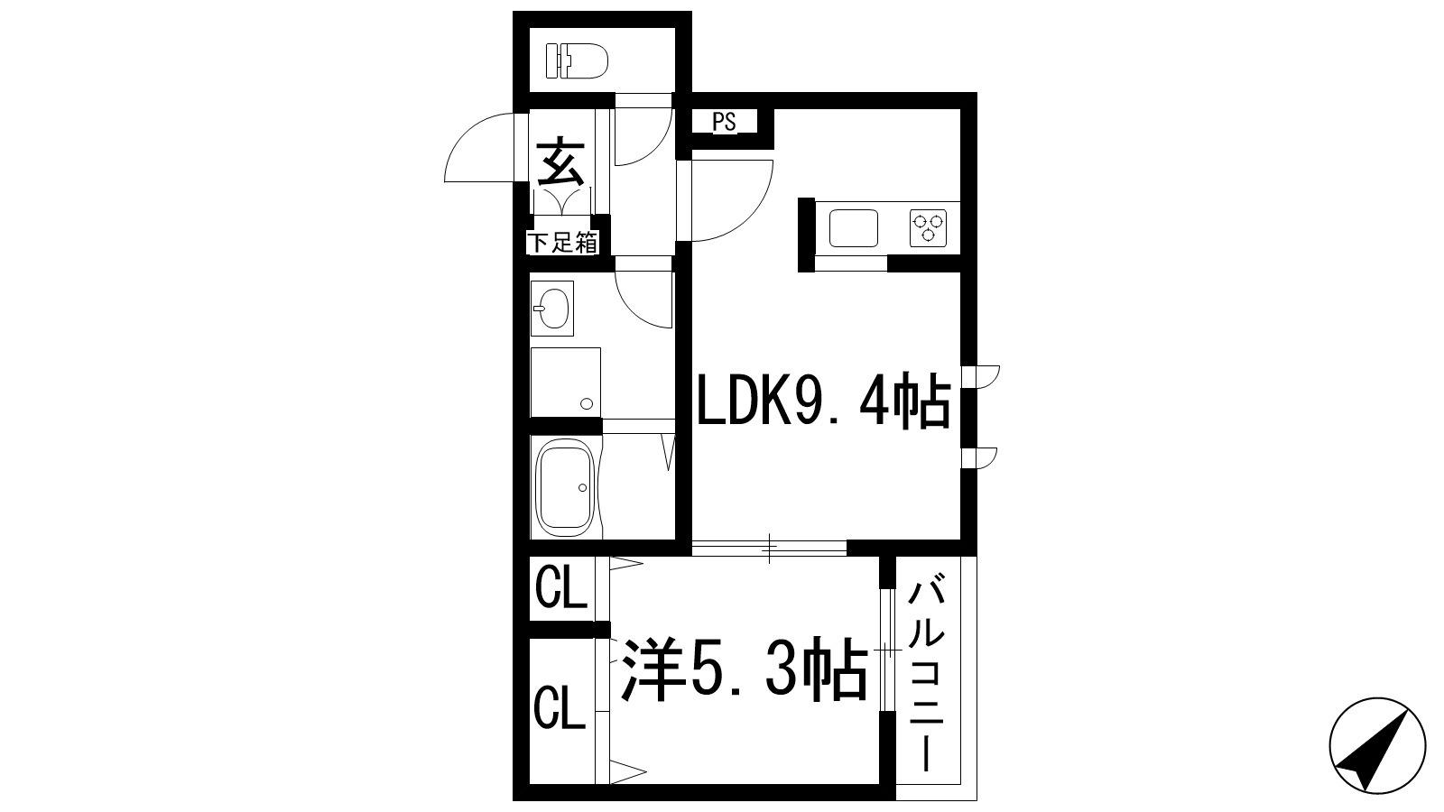 LA-CREA井口堂(1LDK/3階)の間取り写真