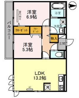 ミッドリバー(2LDK/2階)の間取り写真