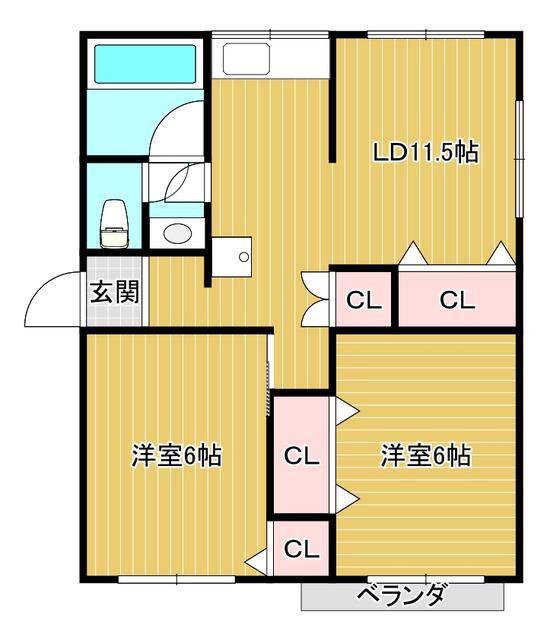 野村レジデンス(2LDK/2階)の間取り写真