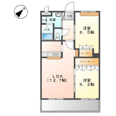 キャトルセゾン(2LDK/2階)の間取り写真