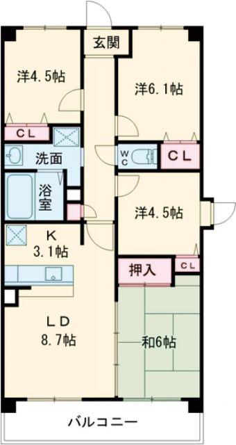 ルモン奈良大森(4LDK/4階)の間取り写真