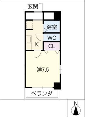 グランビル金山(1K/10階)の間取り写真