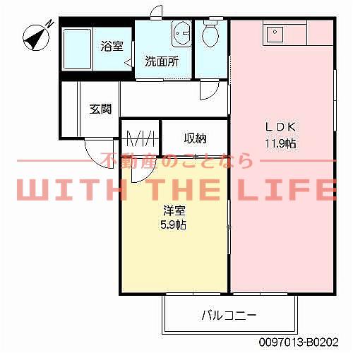 ミレニアミティー上津(1LDK/2階)の間取り写真