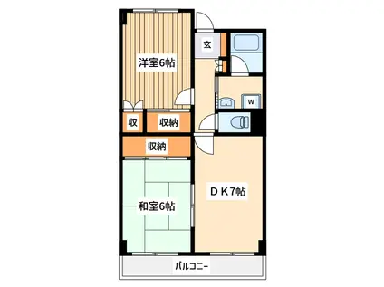 バラハイツ鴨居(2DK/4階)の間取り写真