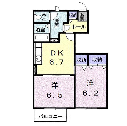 プレサイト天神川(2DK/1階)の間取り写真