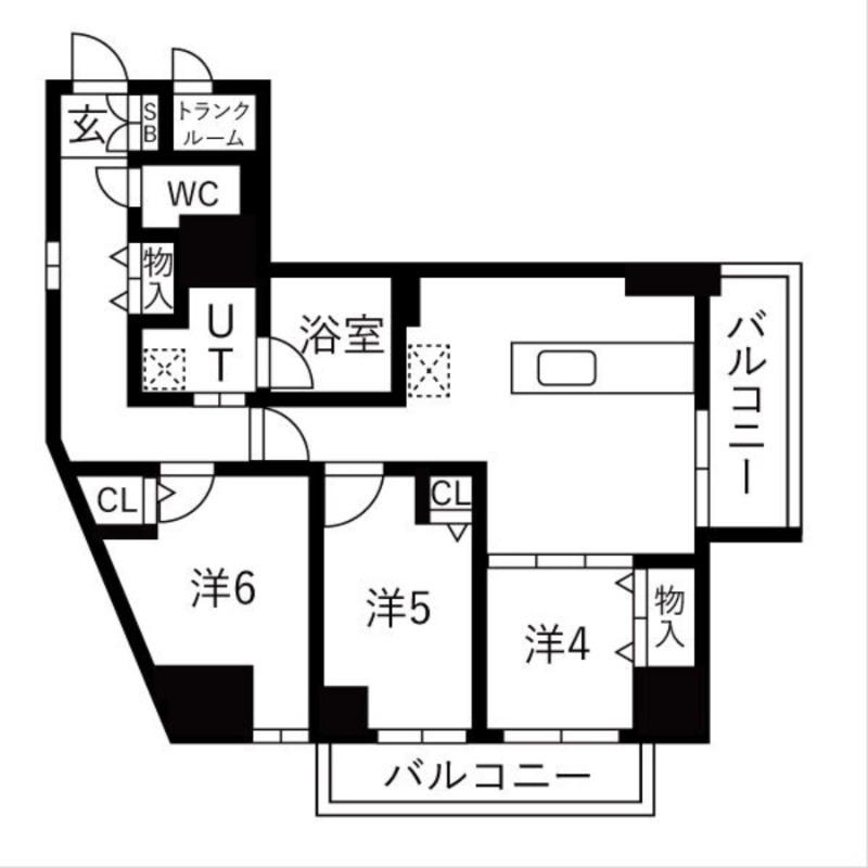 ラ・クラッセ札幌麻生ステーションスクエア(3LDK/4階)の間取り写真