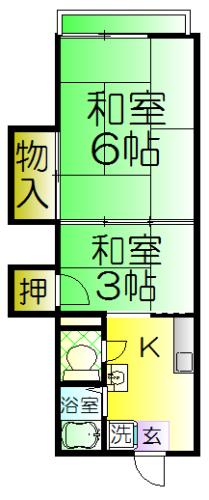 石津マンション(2K/2階)の間取り写真