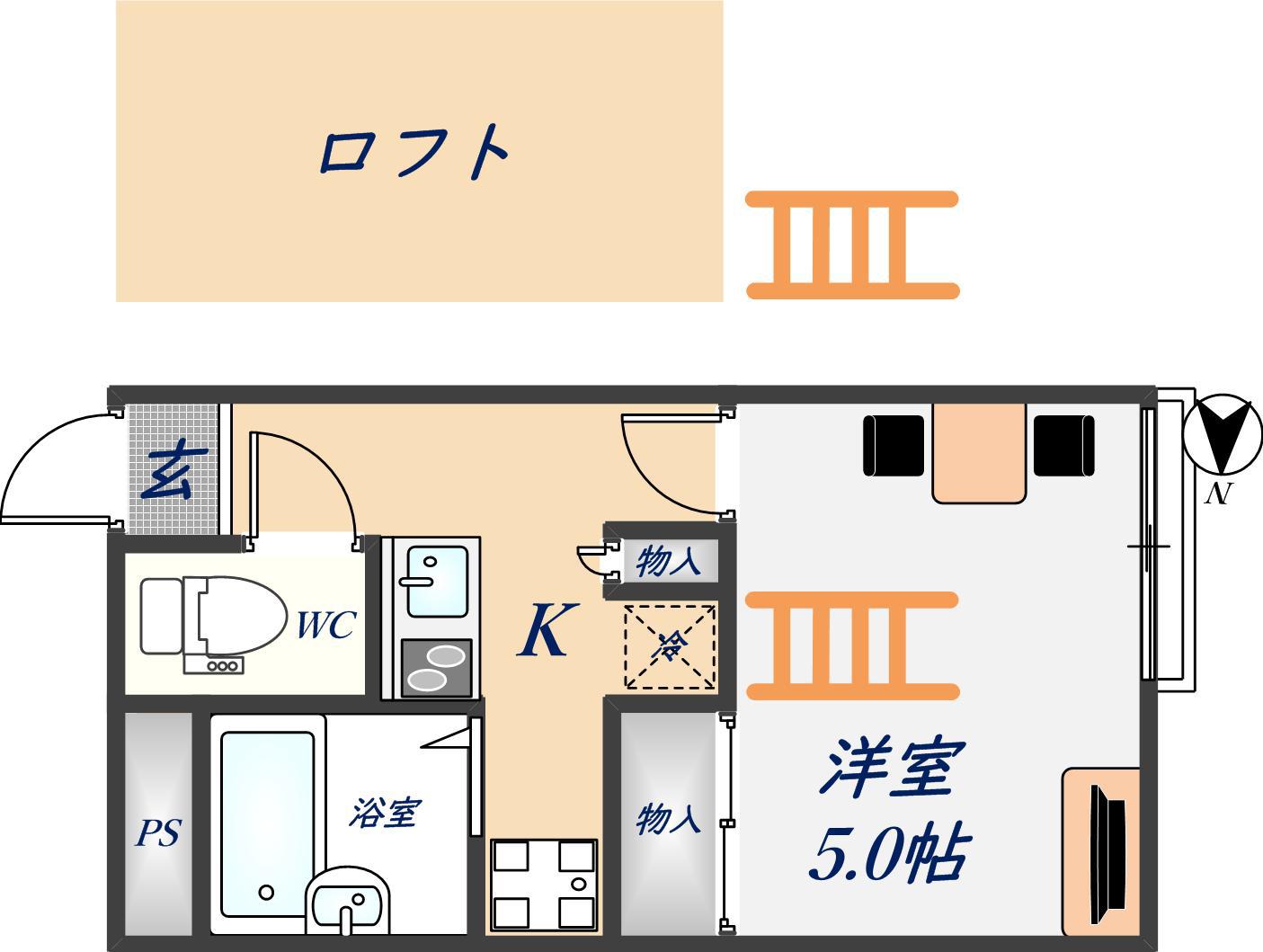 カラコレス(1K/2階)の間取り写真