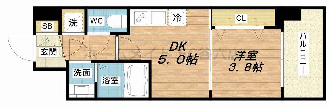 セレニテ京橋クレア(1DK/2階)の間取り写真
