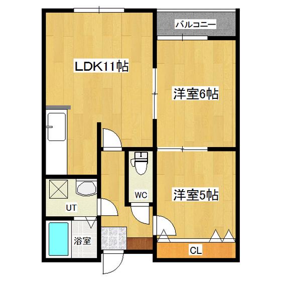 グローリーハイツ幸(2LDK/3階)の間取り写真
