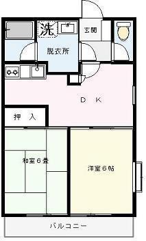 コンフォールコート東寺尾(2DK/3階)の間取り写真