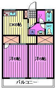 ノースコート本郷(2DK/2階)の間取り写真