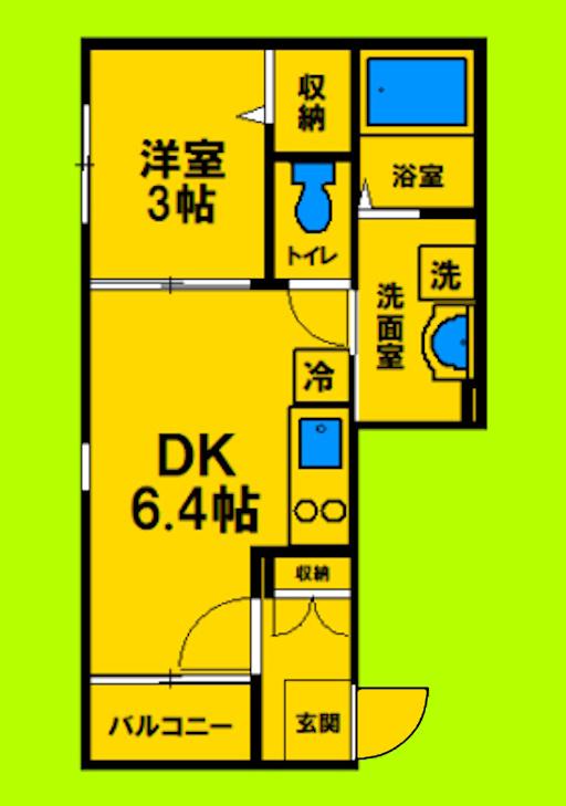 ノザトエトワール(1DK/1階)の間取り写真