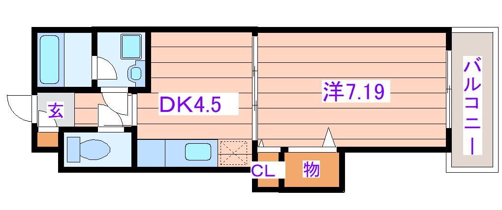 アンソレイエ・ロジュマン(1DK/2階)の間取り写真