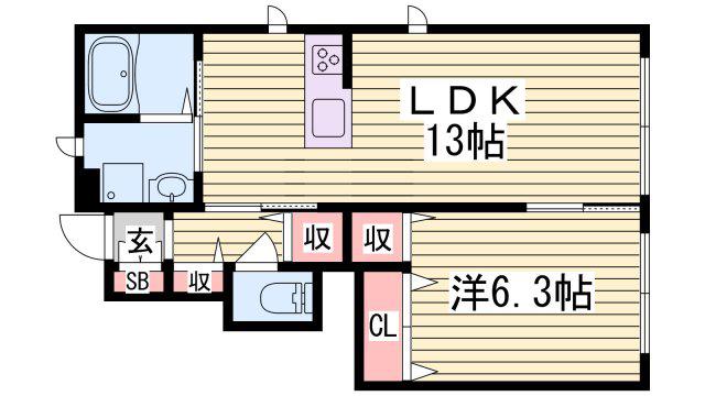 アーバンのざとCENTER(1LDK/1階)の間取り写真