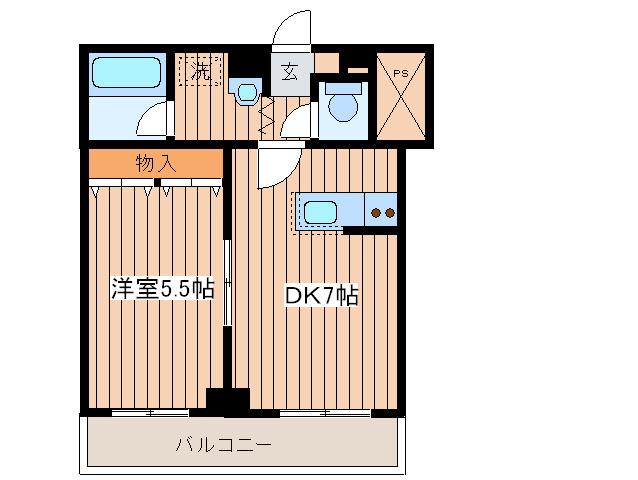 ルワズィール天神山(1DK/1階)の間取り写真