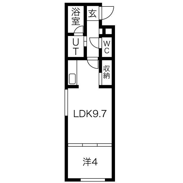 HOPE桑園(1LDK/3階)の間取り写真