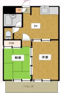 サンライズパーク上小町(2DK/3階)の間取り写真