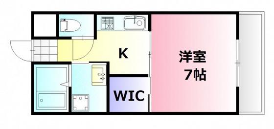 アーデル西蟹屋(1K/6階)の間取り写真