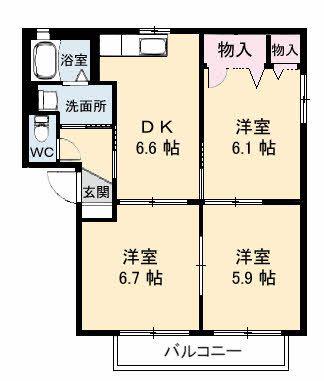 サニーズ福庭II C棟(3K/2階)の間取り写真