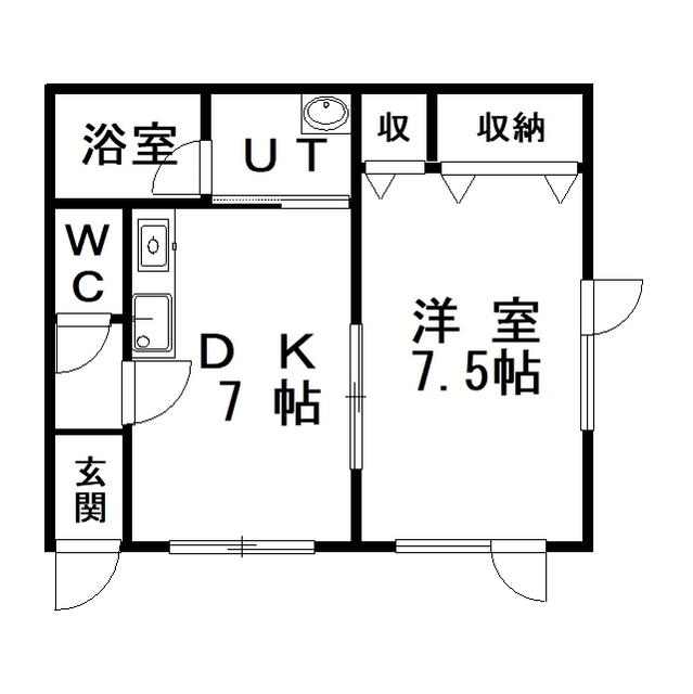 ノースIV(1DK/2階)の間取り写真