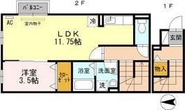 サンモール高畑(1LDK/2階)の間取り写真