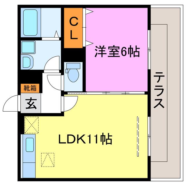 セジュールプラム(1LDK/1階)の間取り写真