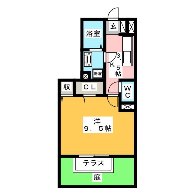 サンライズG(1K/1階)の間取り写真