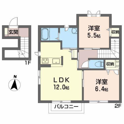 シャーメゾン誠(2LDK/2階)の間取り写真