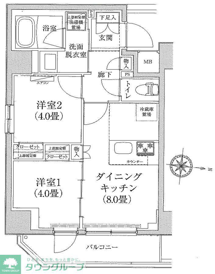 ティモーネグランデ錦糸町(2DK/4階)の間取り写真