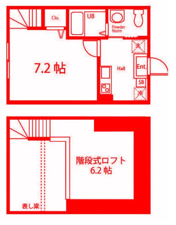 ハーミットクラブハウス横浜東急白楽(1K/2階)の間取り写真