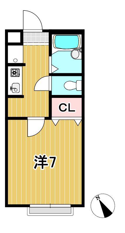ハイツアルバトロス(1K/2階)の間取り写真