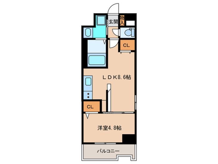 インプルーブ西新(1LDK/2階)の間取り写真