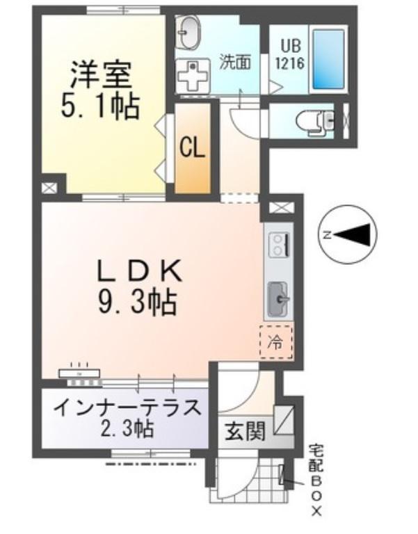 グレース亀城(1LDK/1階)の間取り写真