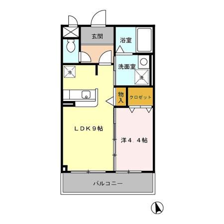 パレット名塚(1LDK/2階)の間取り写真