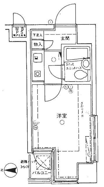 クリオ入谷壱番館(1K/7階)の間取り写真
