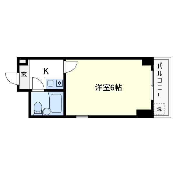 WING21B棟(1K/2階)の間取り写真