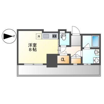 アヴェニール徳川(ワンルーム/13階)の間取り写真