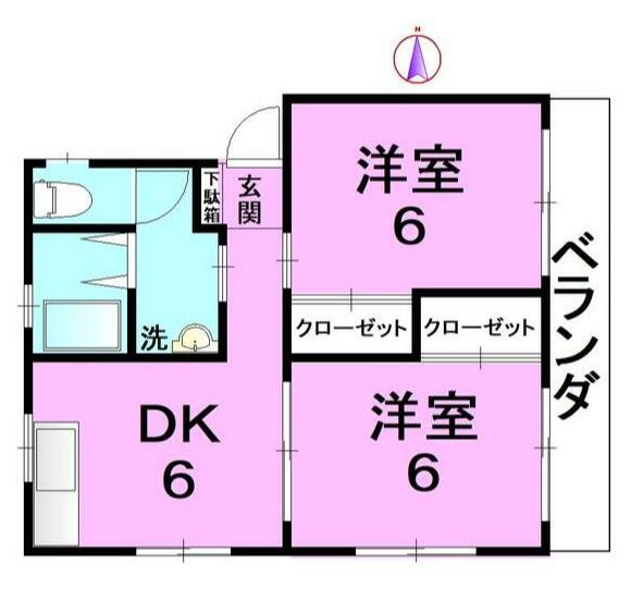 内藤マンション(2DK/2階)の間取り写真
